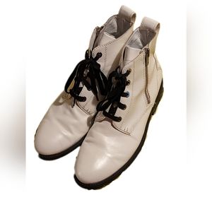 Abound White Vegan Boots with Zips up Each Side and Ties Size 13